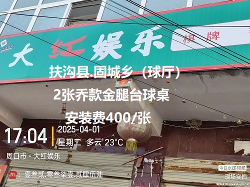 2张乔款银腿台球桌.安装费400/张：扶沟县.固城乡（球厅）