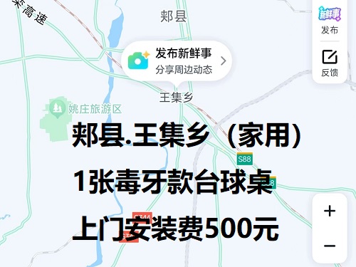 1张毒牙款台球桌.上门安装费500元：郏县.王集乡（家用）